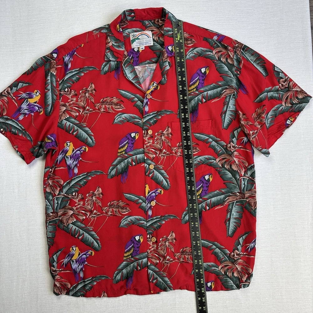 Vtg Paradise Found Hawaiian Magnum PI Tom Selleck Parrot Shirt Men M Red - Picture 5 of 8